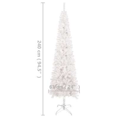 vidaXL Slim Pre-lit Christmas Tree White 240 cm