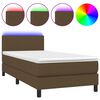 vidaXL Box Spring Bed with Mattress&LED Dark Brown 100x200cm Fabric