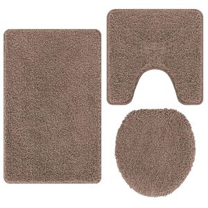 vidaXL Anti-slip Bath Mat Set 3 pcs Brown 50 x 50 cm PP