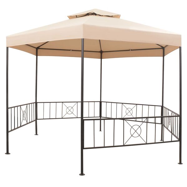 vidaXL Garden Marquee Gazebo Pavilion Tent Hexagonal Beige 323x265 cm