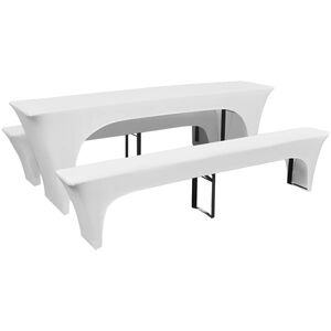 vidaXL Table Cover | Set of 3 | White | Polyester 90%, Elastane 10%