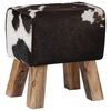 vidaXL Bench 40 x 30 x 45 cm Real Leather Black and White