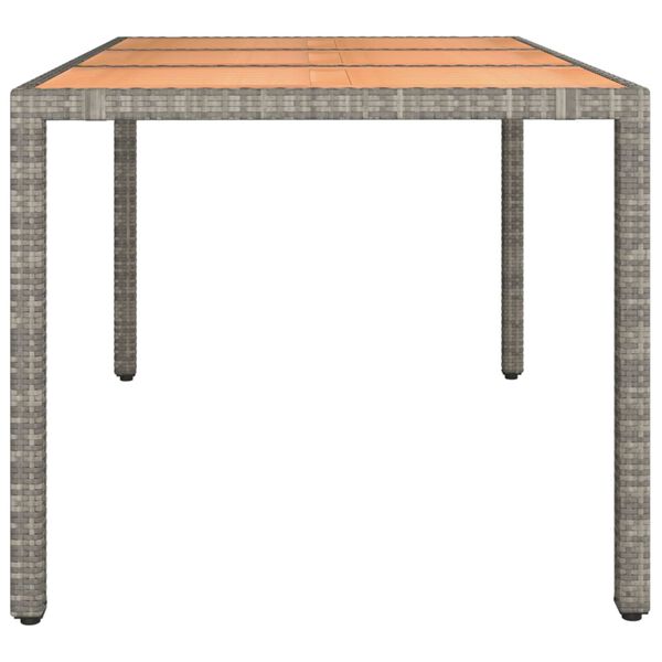 vidaXL Garden Table with Wooden Top Grey Poly Rattan&Solid Wood Acacia