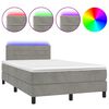 vidaXL Box Spring Bed with Mattress&LED Light Grey 120x200cm Velvet