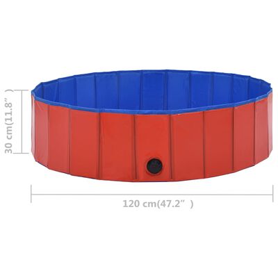 vidaXL Foldable Dog Swimming Pool Red 120x30 cm PVC