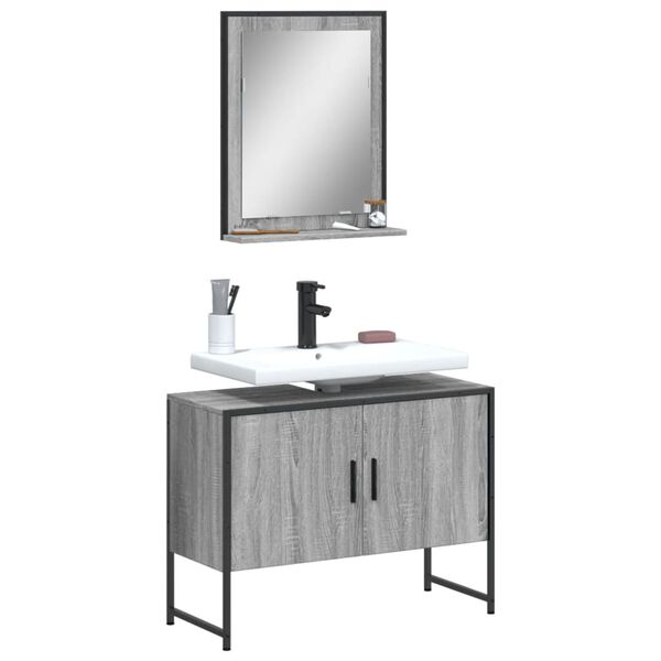 vidaXL 2 Piece Bathroom Cabinet Set Grey Sonoma Engineered Wood