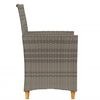 vidaXL Garden Chairs with Cushions 2 pcs Grey Poly Rattan&Solid Wood