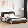 vidaXL Bed Frame with LED without Mattress Smoked Oak 120x200 cm