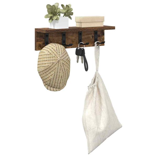 vidaXL Wall-Mounted Coat Rack Smoked Oak 40 x 10.5 x 10.5 cm