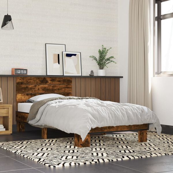 vidaXL Bed Frame without Mattress Smoked Oak 90x190 cm Single