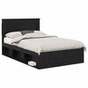 vidaXL Bed Frame with Drawer Plain Black 120 x 190 cm Solid Pine Wood