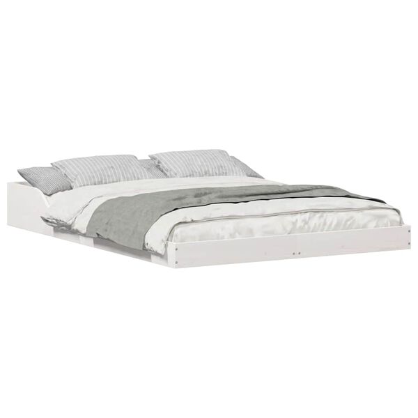 vidaXL Bed Frame White 140 x 190 cm Solid Pine Wood