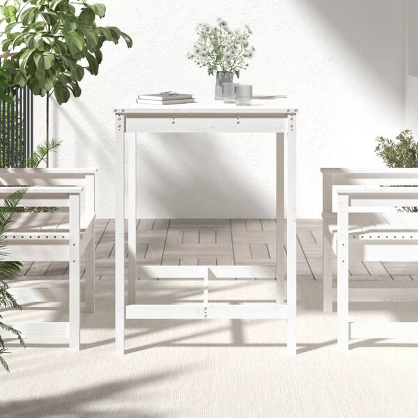 vidaXL Garden Table White 82.5x82.5x110 cm Solid Wood Pine