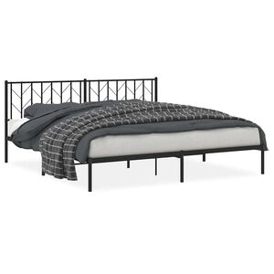 vidaXL Metal Bed Frame without Mattress with Headboard Black 193x203cm