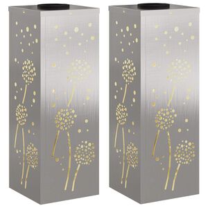 vidaXL Solar LED Pathway Light 2 pcs Silver Stainless Steel