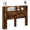vidaXL Headboard Cabinet with LED Smoked Oak 140 x 16.5 x 103.5 cm