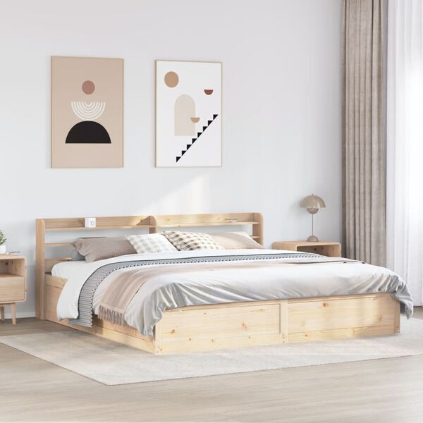 vidaXL Bed Frame with Headboard 200x200 cm Solid Wood Pine