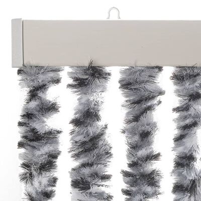 vidaXL Fly Curtain Grey and Black and White 100x230 cm Chenille
