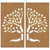 vidaXL Garden Wall Decorations 2 pcs 105x55 cm Corten Steel Tree Design