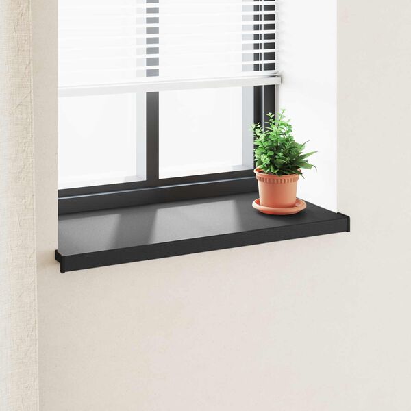 vidaXL Window Sill Black with Wood Grain 60 x 45 x 4.5 cm PVC