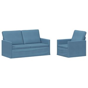 vidaXL Sofa Set 2 pcs Blue Corduroy Fabric