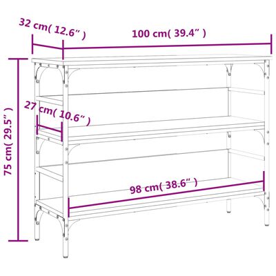 vidaXL Console Table Grey Sonoma 100x32x75 cm Engineered Wood