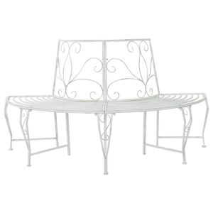 vidaXL Tree Bench 4-Seater 160 x 80 x 89 cm Steel Antique White
