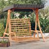 vidaXL Swing Bench with Canopy Solid Wood Spruce with Teak Finish