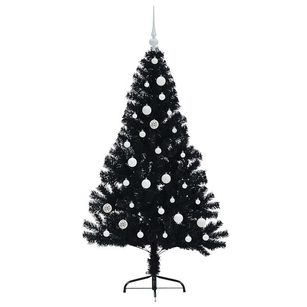 vidaXL Artificial Pre-lit Christmas Tree Black 150 cm PVC