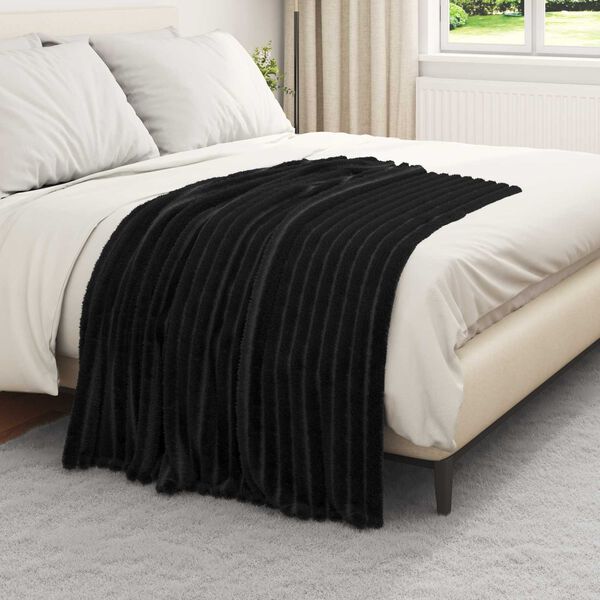 vidaXL Throw Blanket Black 150 x 130 cm Fleece