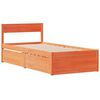 vidaXL Bed with Drawers and Mattress Wax Brown 90x190 cm Single Solid Wood Pine