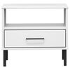 vidaXL Bedside Table with Metal Legs White Solid Wood Pine OSLO