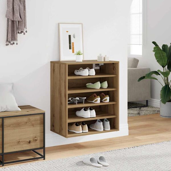 vidaXL Shoe Cabinet Artisan Oak 60x35x70 cm Engineered Wood