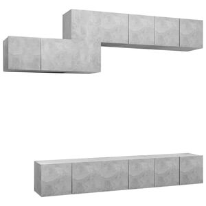 vidaXL 7 Piece TV Cabinet Set Concrete Grey Engineered Wood