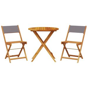 vidaXL 3 Piece Bistro Set Anthracite Fabric and Solid Wood