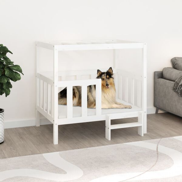 vidaXL Dog Bed White 105.5x83.5x100 cm Solid Wood Pine