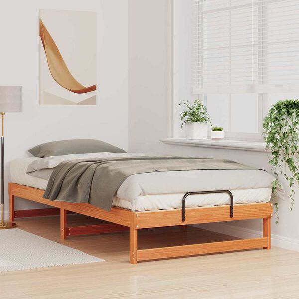 vidaXL Bed Frame Brown 100 x 210 cm Solid Pine Wood