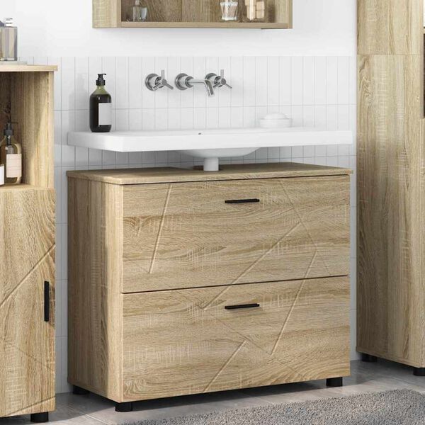 vidaXL Bathroom Cabinet with Drawer Sonoma Oak 76.5 x 35 x 64 cm