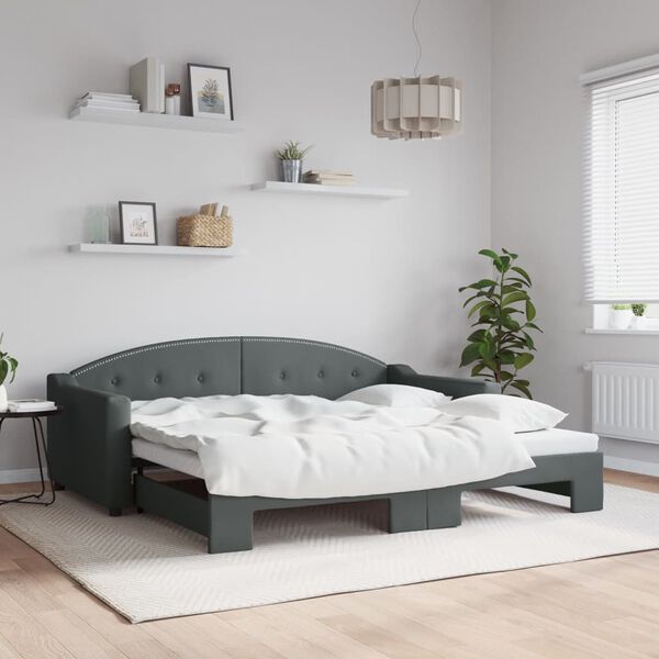 vidaXL Daybed with Trundle without Mattress Dark Grey 90x190 cm Single