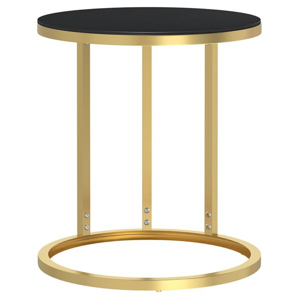 vidaXL Side Table Gold and Black 45 cm Tempered Glass