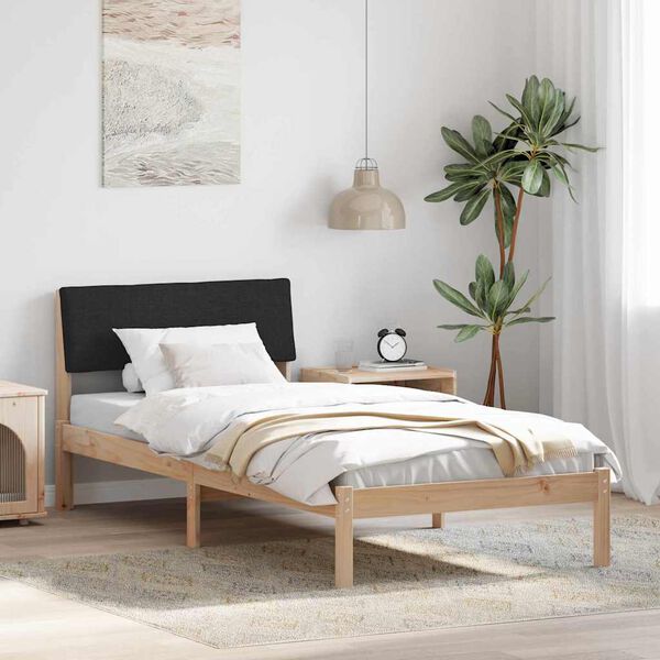 vidaXL Bed frame Brown and black 100 x 200 cm Solid pine wood