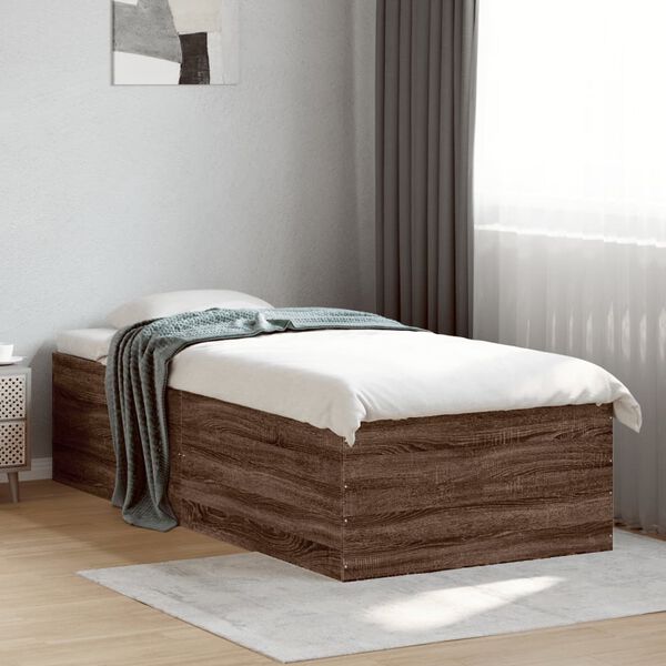 vidaXL Bed Frame without Mattress Brown Oak 90x200 cm