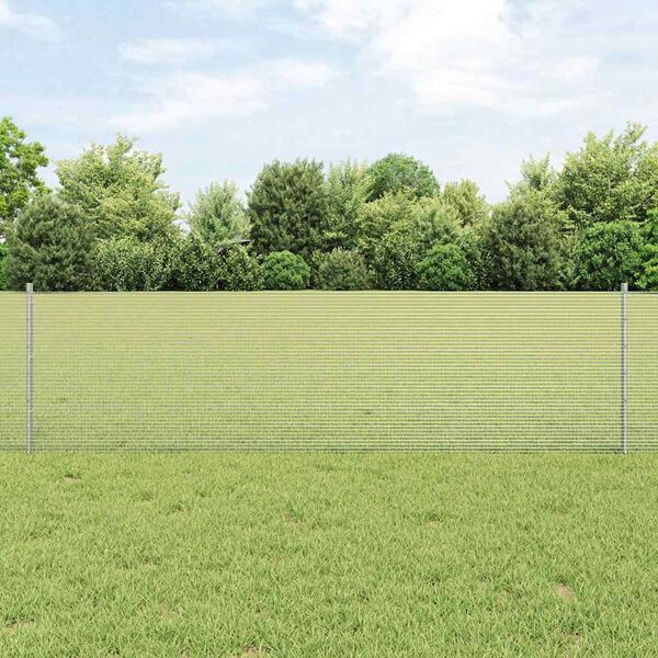 vidaXL Fence with Post Silver 0.6 x 10 m Steel