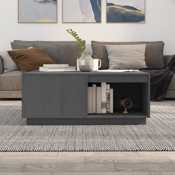 vidaXL Coffee Table Grey 100x101x40.5 cm Solid Wood Pine