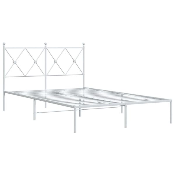 vidaXL Metal Bed Frame without Mattress with Headboard White 120x190cm