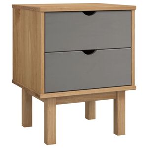 vidaXL Bedside Cabinet | Brown and Grey | Solid Pine Wood and Engineered Wood