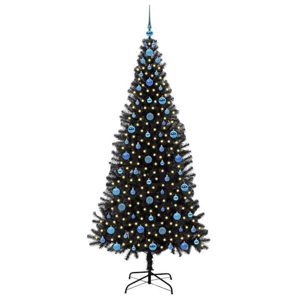 vidaXL Christmas Tree with 300 LEDs with Stand Black 210 cm PVC
