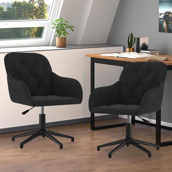 vidaXL Dining Chair 2 pcs Black 55 x 59.5 x 77 cm Velvet