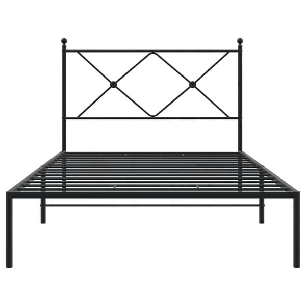 vidaXL Metal Bed Frame without Mattress with Headboard Black 107x203cm
