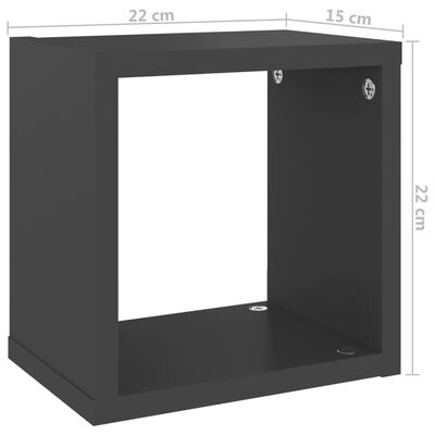 vidaXL Wall Cube Shelves 6 pcs Grey 22x15x22 cm